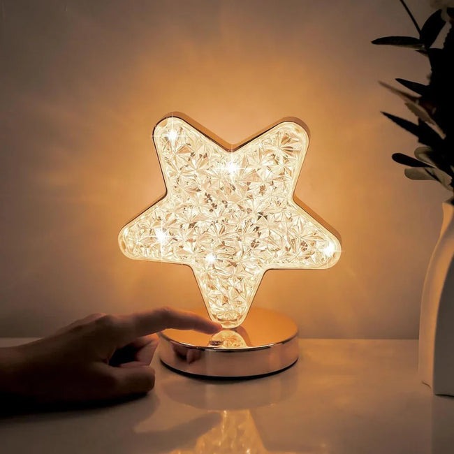Lampe de table en cristal Lune et Étoile Magiques