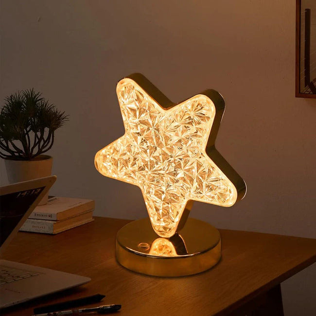 Lampe de table en cristal Lune et Étoile Magiques