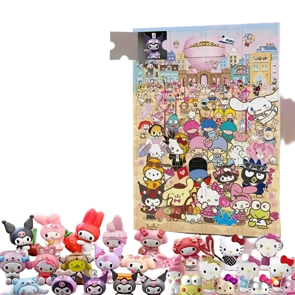 Calendrier de l'Avent Hello Kitty – Ensemble de cadeaux de compte à rebours de Noël 24 pièces avec boîte avion