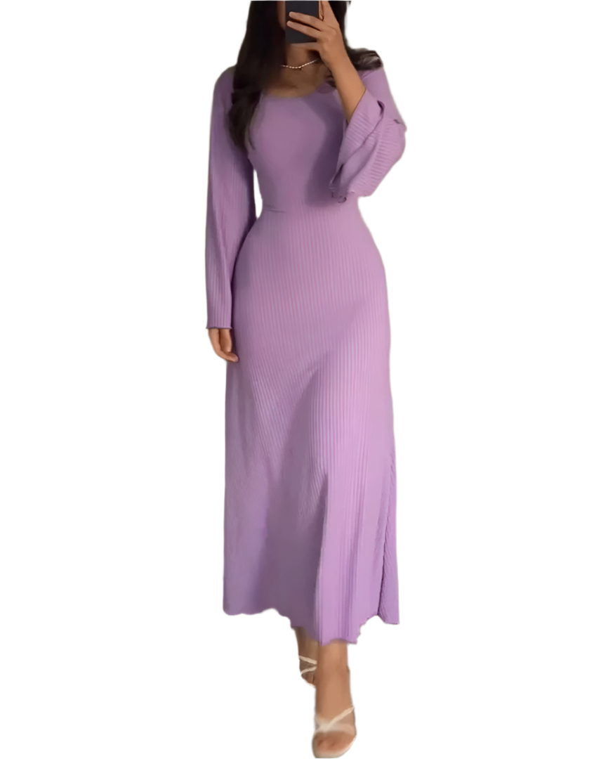 Leslie - Robe maxi en ribbas avec manches évasées