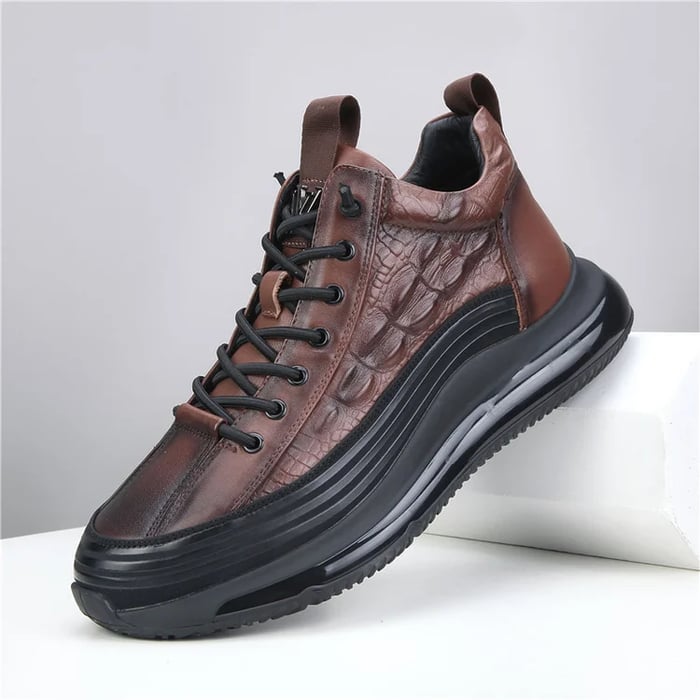 Sneakers en cuir embossé crocodile Frank