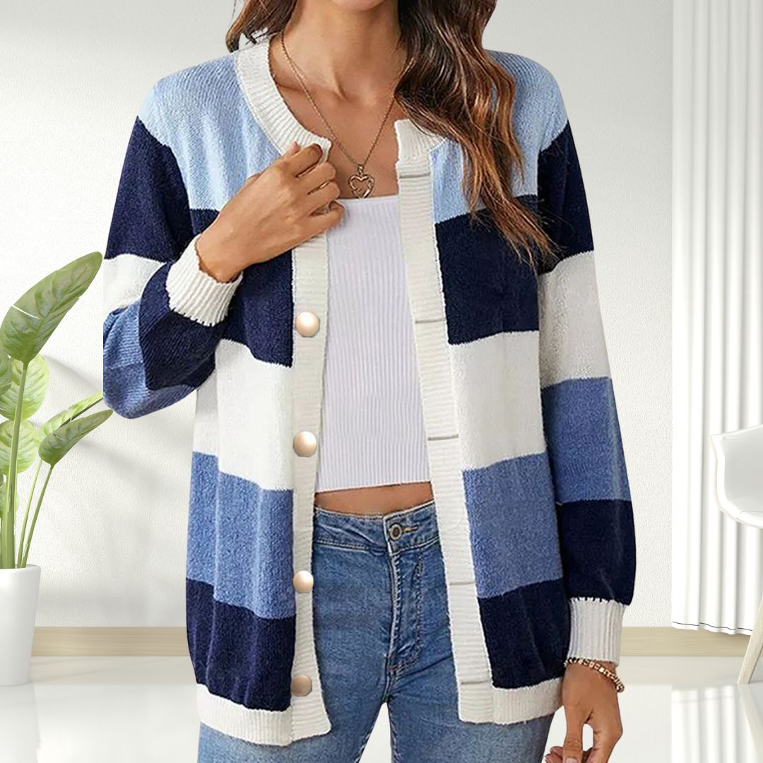 Diana | Veste Cardigan Rayée avec Boutons