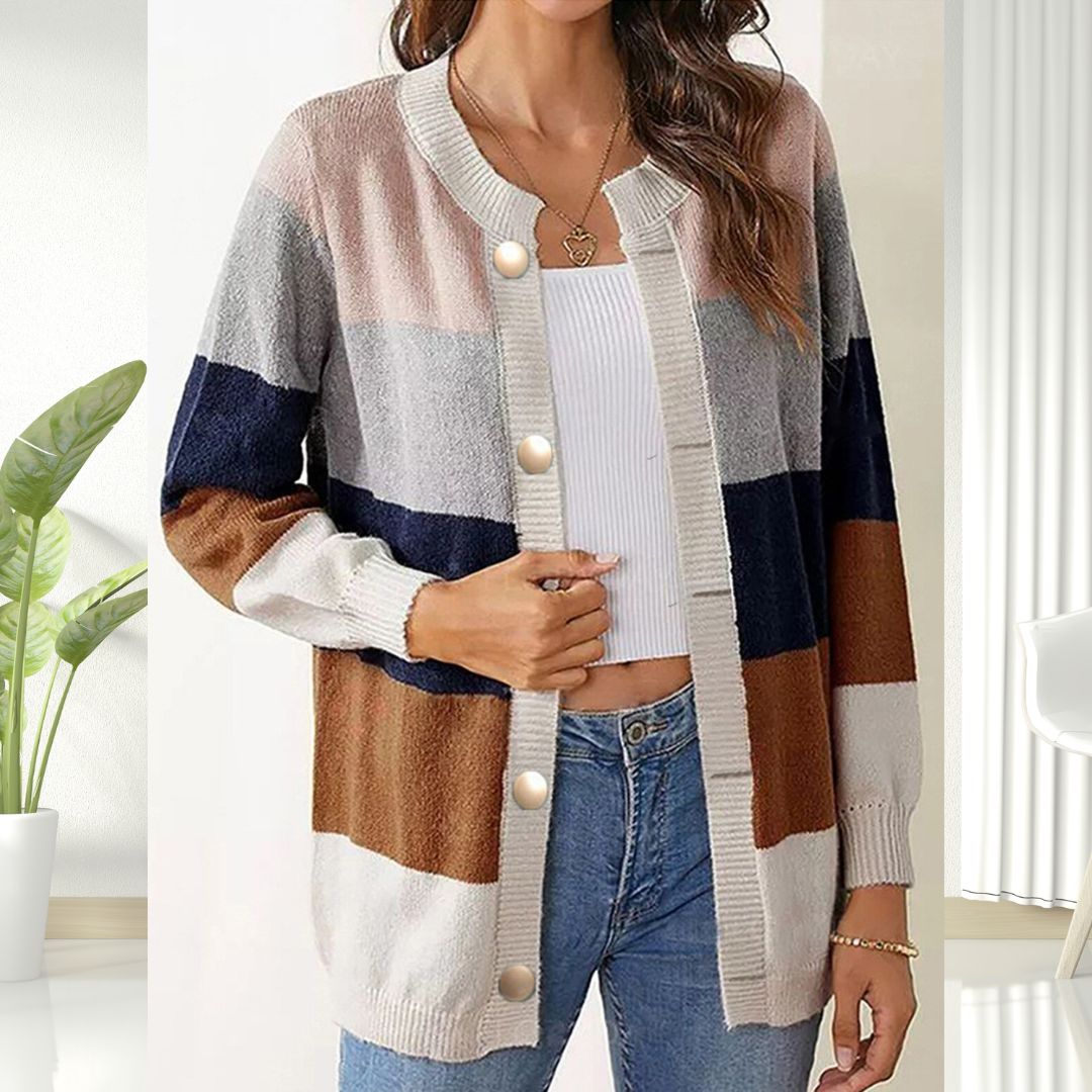 Diana | Veste Cardigan Rayée avec Boutons