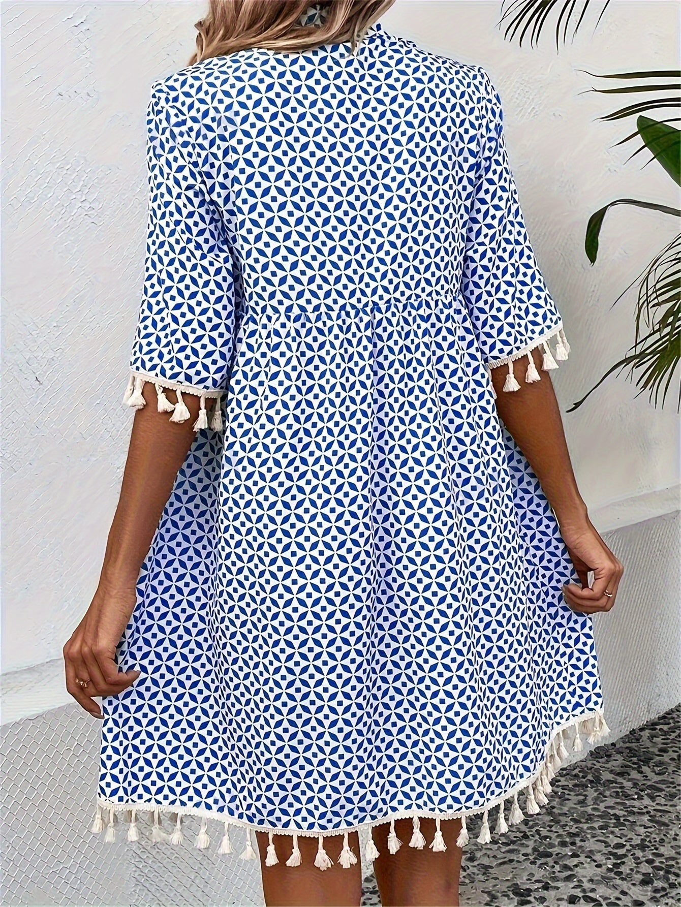 Robe Fleurie à Manches Longues Mathilde avec Décolleté en V
