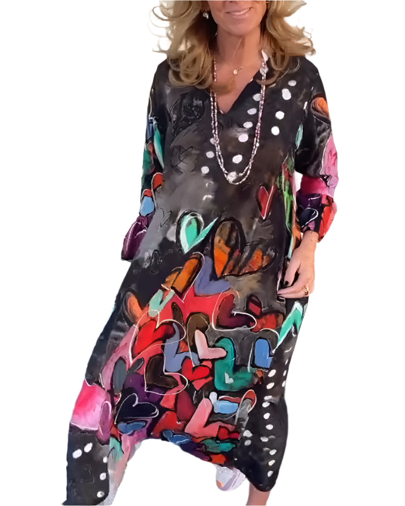 Clarice - Robe longue à imprimé graffiti artistique