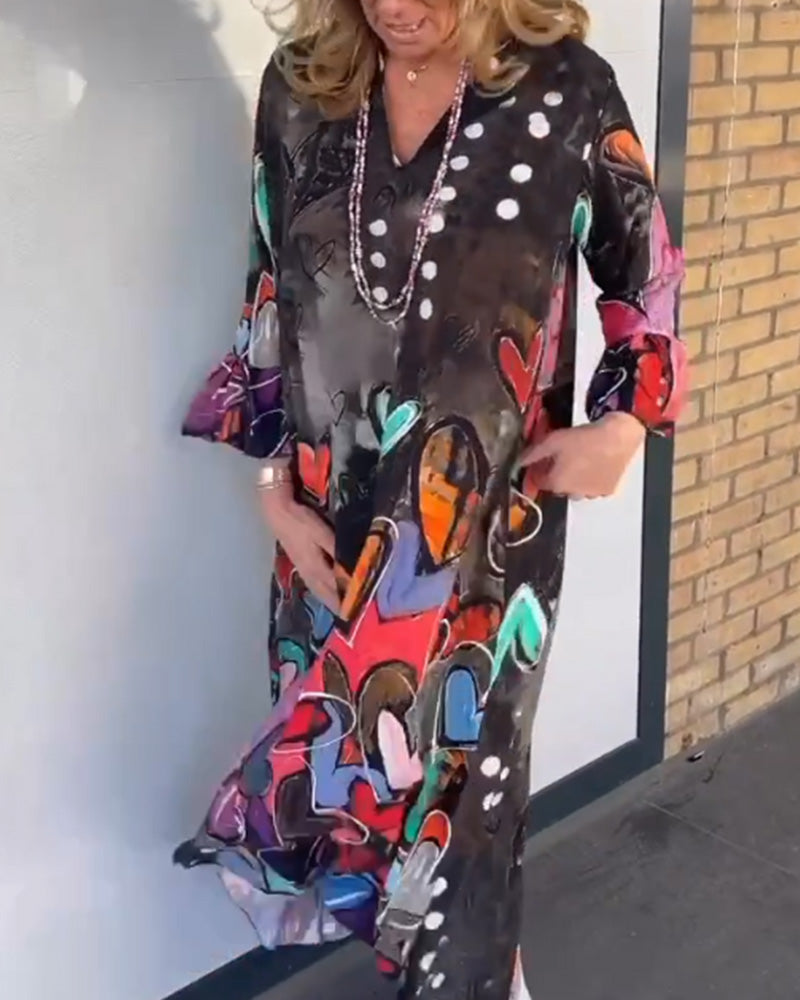 Clarice - Robe longue à imprimé graffiti artistique