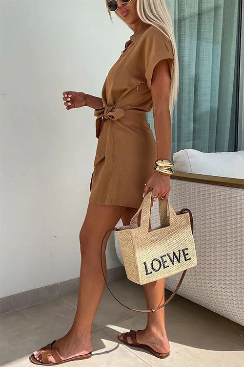 Monica - Mini-robe portefeuille avec ceinture à nouer et décolleté en V