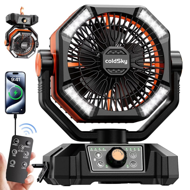 BreezeGlow - Ventilateur portable avec lumière LED et télécommande