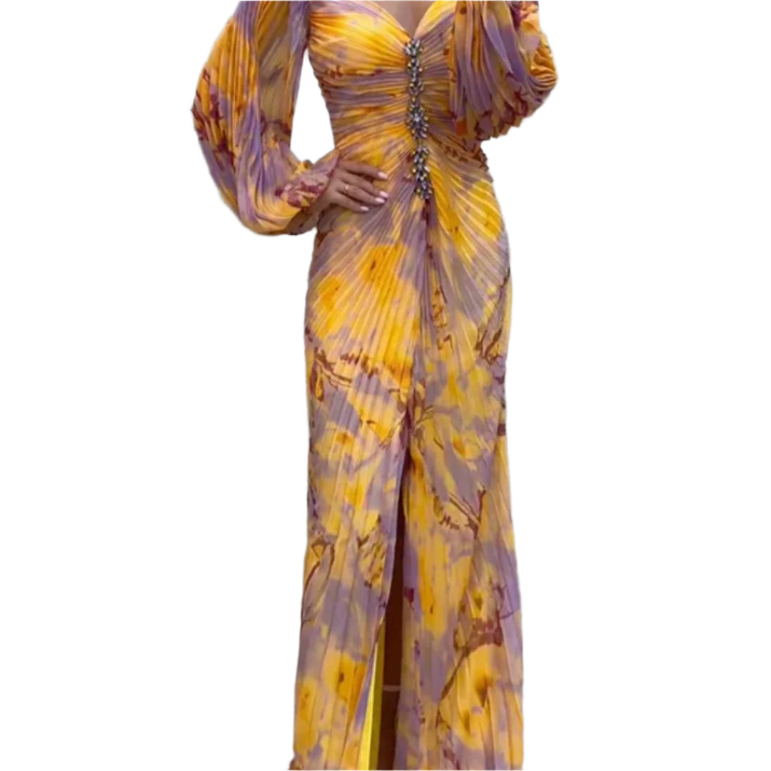 Inna - Robe longue élégante tie-dye à plis fluides