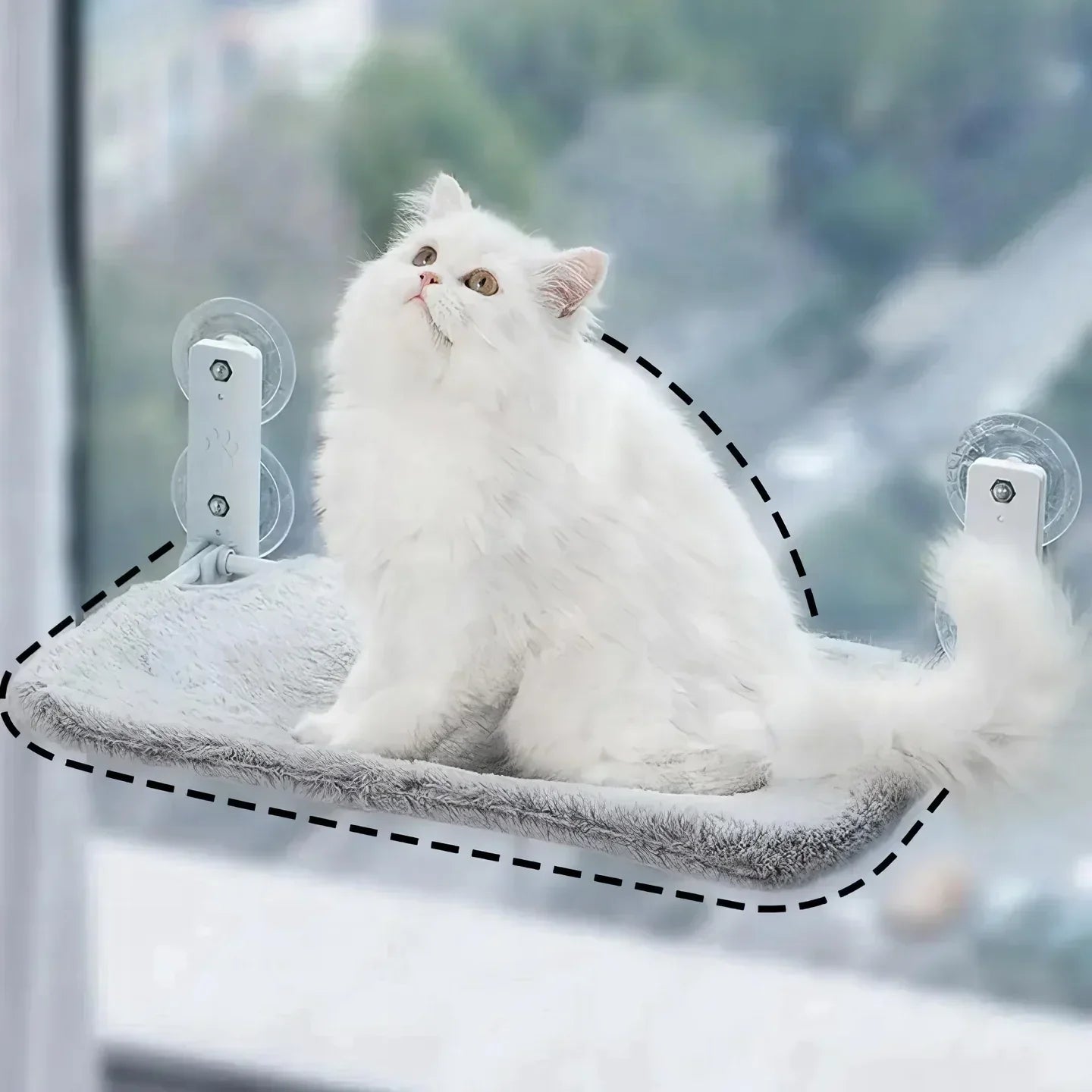 Hamac à fenêtre pliable pour chat avec housse amovible et support solide