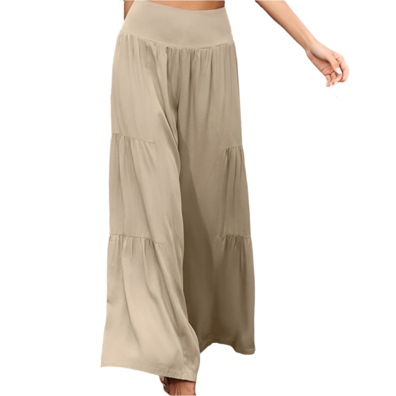 Gretia - Pantalons en mélange de coton avec jambes larges