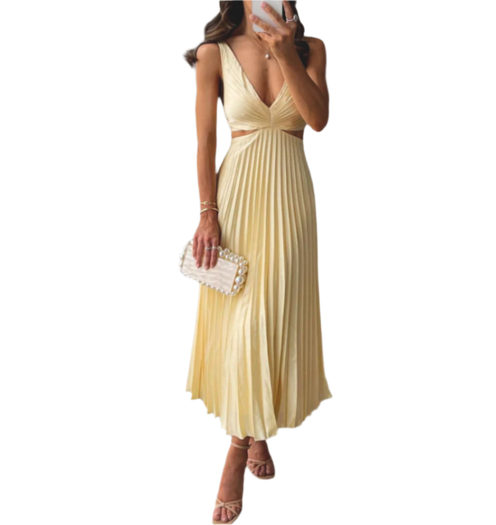 Kenah - Robe midi A-line romantique avec décolleté en cœur en dentelle