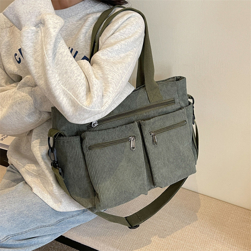 Vanza | Sac en velours côtelé de couleur unie