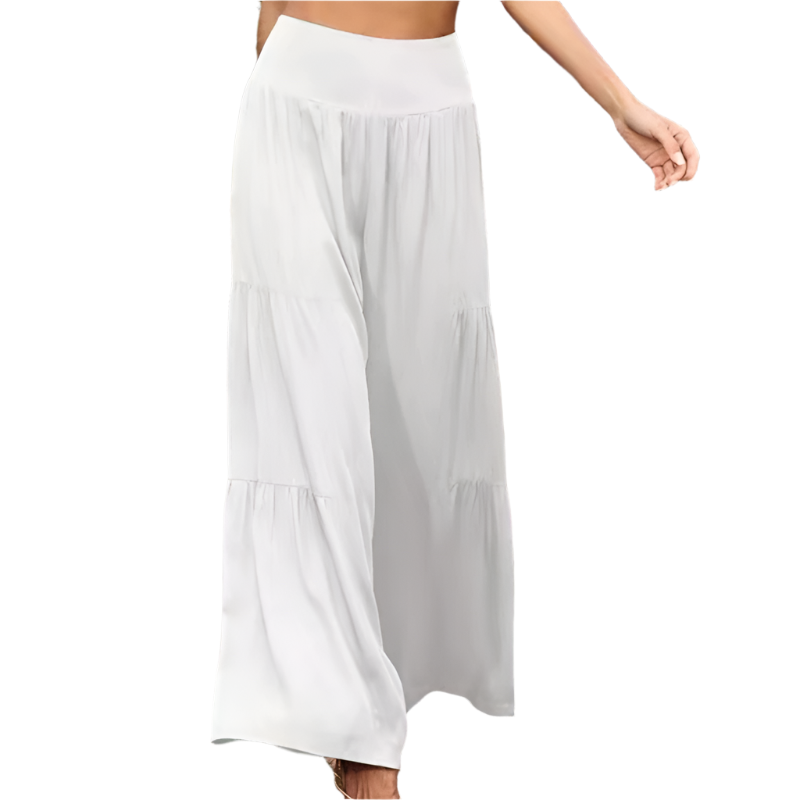 Gretia - Pantalons en mélange de coton avec jambes larges