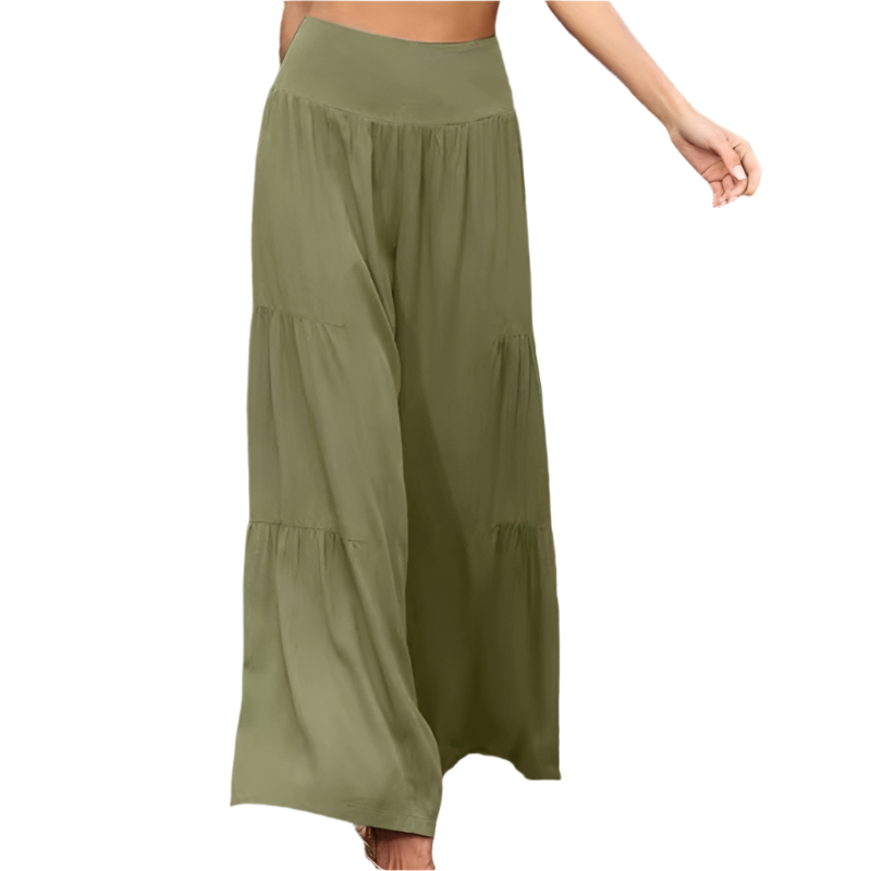 Gretia - Pantalons en mélange de coton avec jambes larges