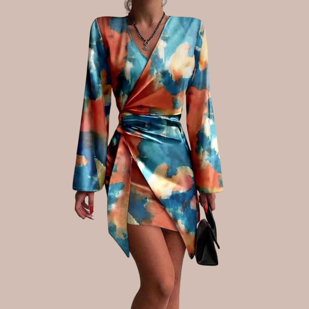 Robe Vriklekjole en Viscose Alberte avec Imprimé Marbré – Coupe Moderne et Flatteuse