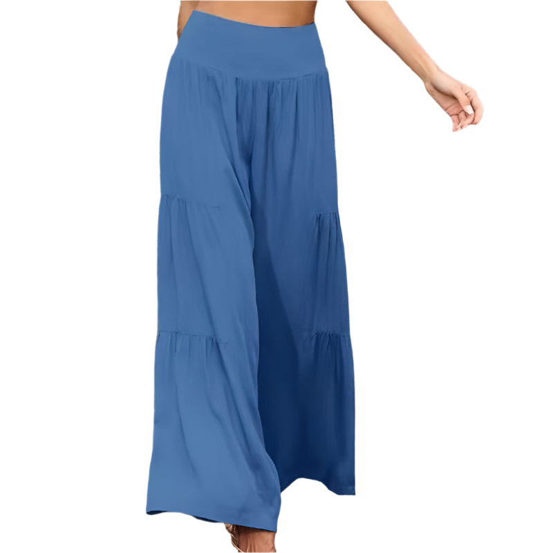 Gretia - Pantalons en mélange de coton avec jambes larges