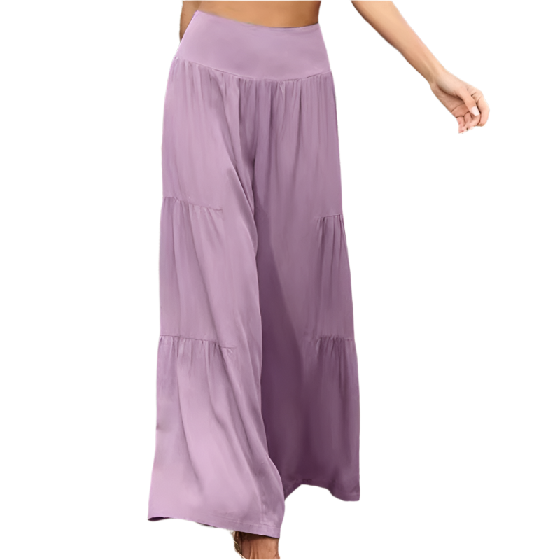 Gretia - Pantalons en mélange de coton avec jambes larges