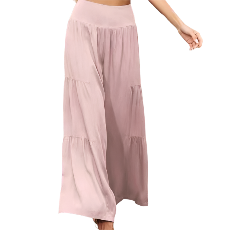 Gretia - Pantalons en mélange de coton avec jambes larges