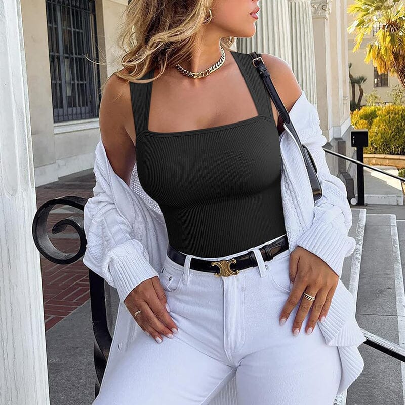 Liv - Body en maille sexy avec décolleté carré