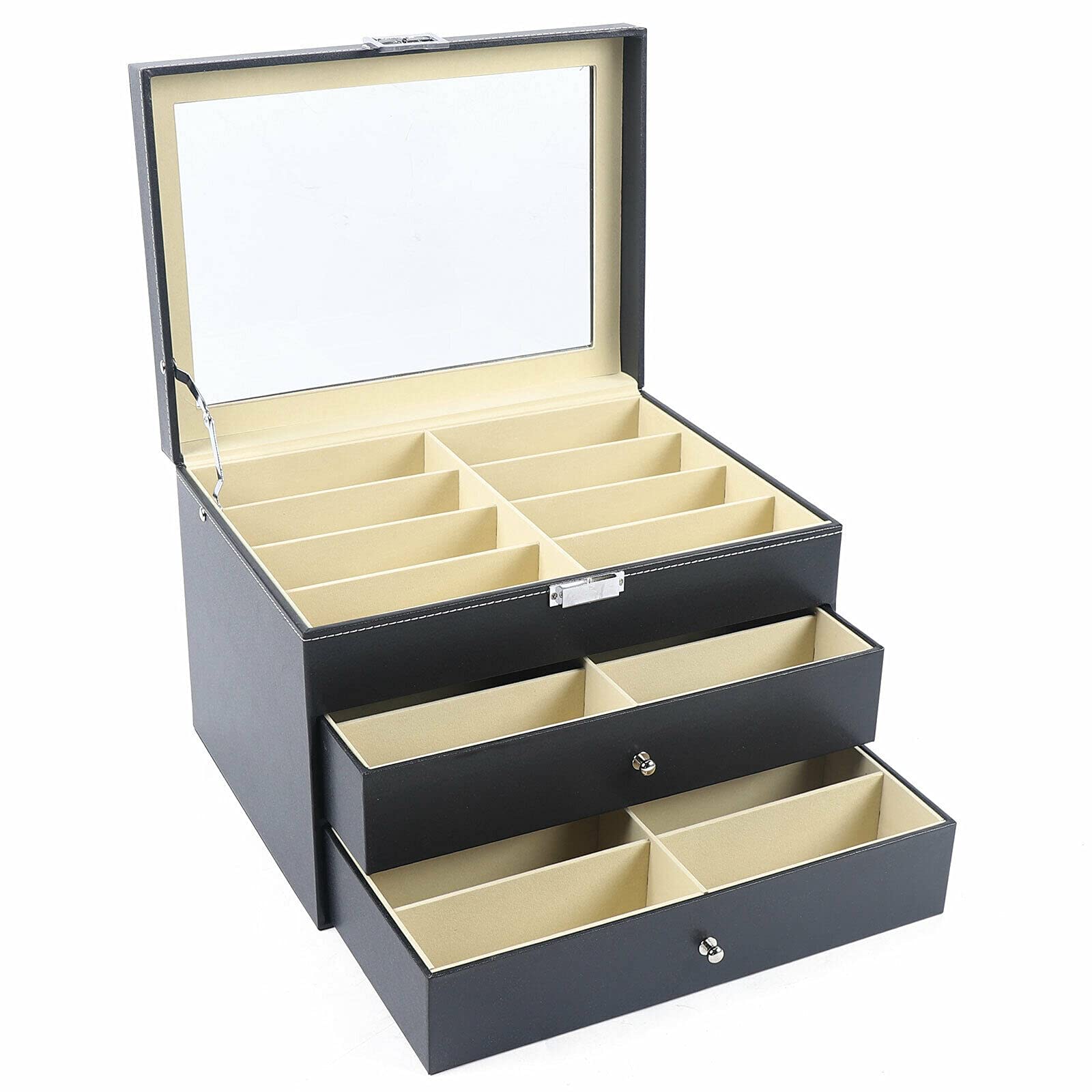 LumeStor Boîte de Rangement – Design Élégant à 3 Niveaux avec Compartiments Clairs