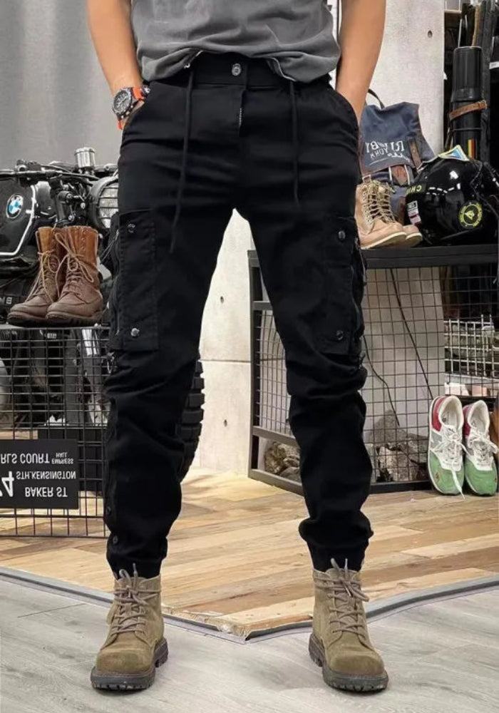 Calvin - Pantalon cargo pour homme avec jambes coniques et design à poches multiples