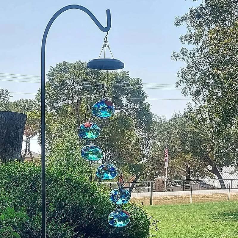 ChimeFeeder - Nourrisseur à colibri en verre soufflé à la bouche avec cloche à vent