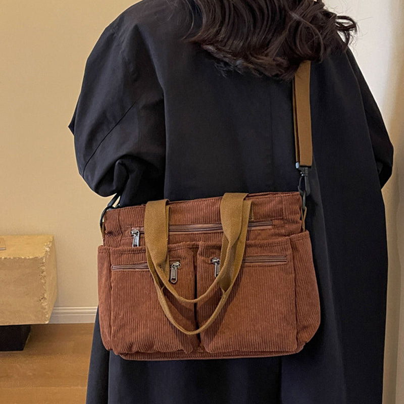 Vanza | Sac en velours côtelé de couleur unie