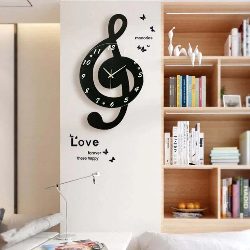 Horloge Murale Artistique MelodyTime – Design de clé de sol musical pour un intérieur moderne