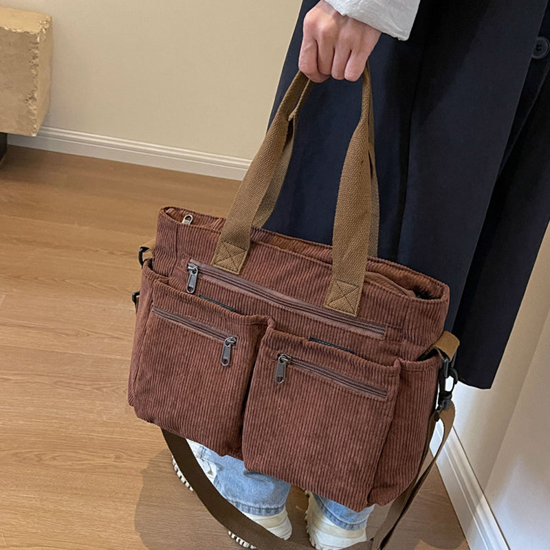 Vanza | Sac en velours côtelé de couleur unie