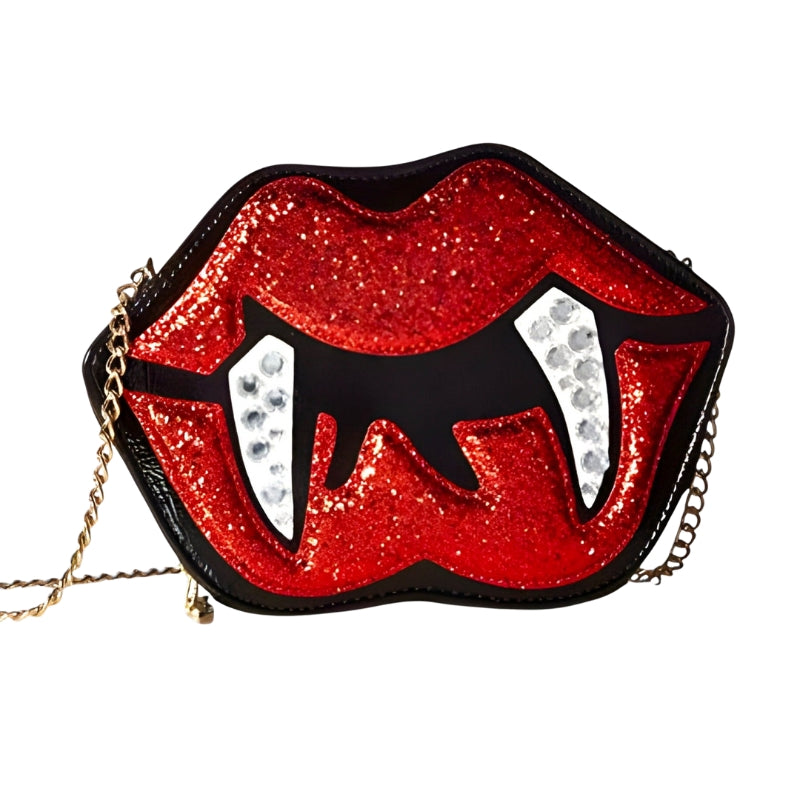 Alina Gothique Halloween Sac à bandoulière – Design lèvres et dents avec bandoulière réglable