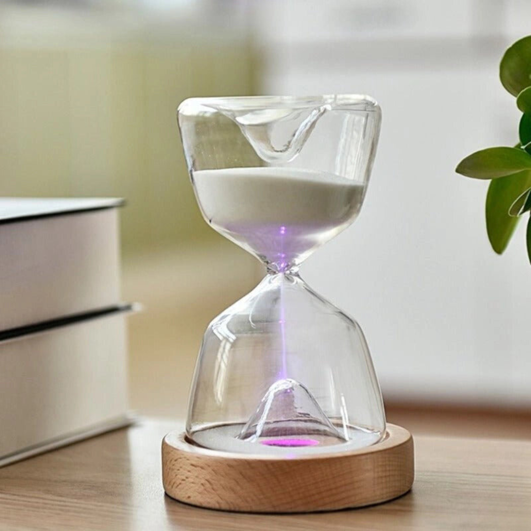 GlowTime Horloge à Sable Télécommandé – Mesure du Temps Magique avec Lumières LED Multicolores