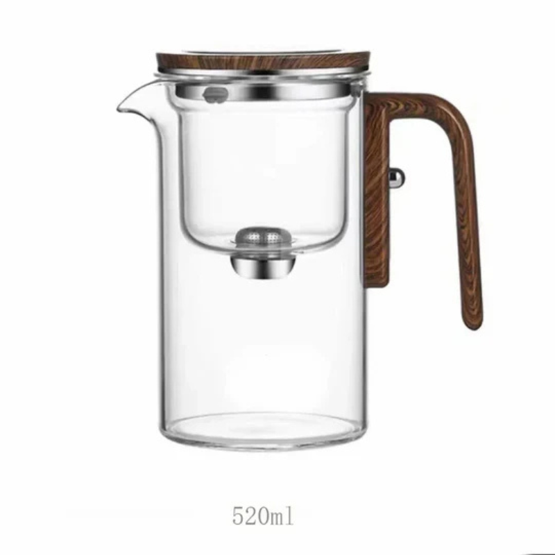 Verseuse en verre résistante à la chaleur ClearPour avec poignée en bois – Élégante infusion