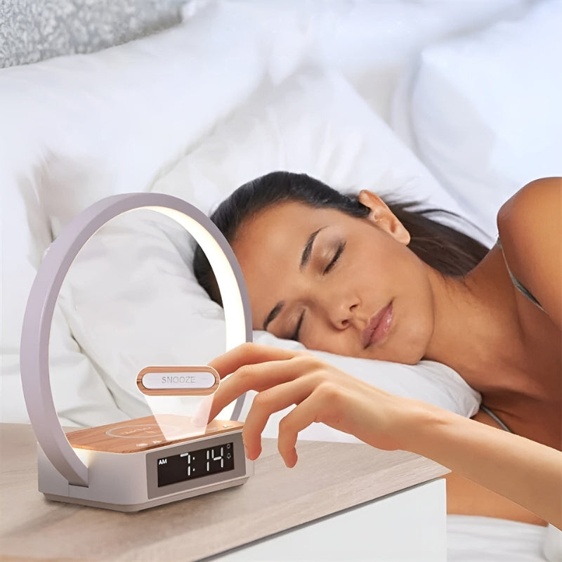 LumaDock - Lampe de bureau intelligente avec chargement sans fil et réveil