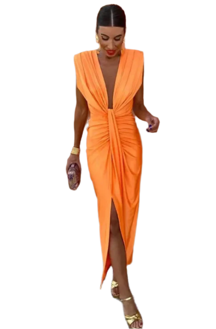 Claudia - Robe midi élégante avec taille nouée