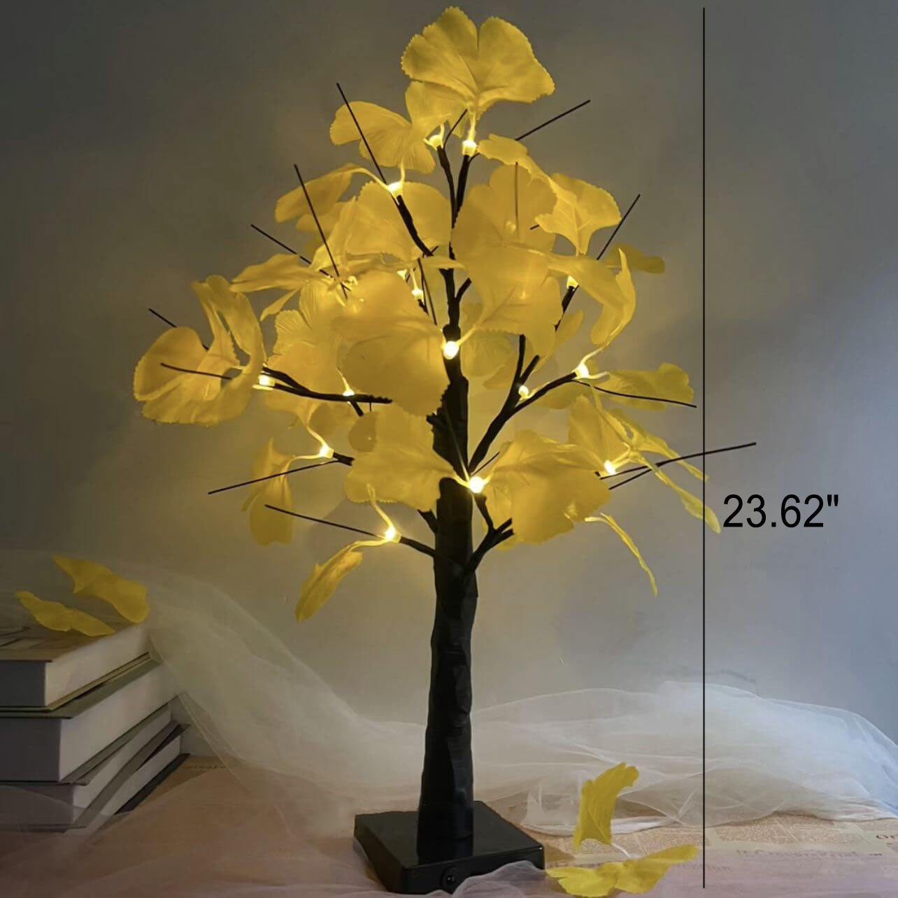 Lampe en bois éclairée par LED à piles