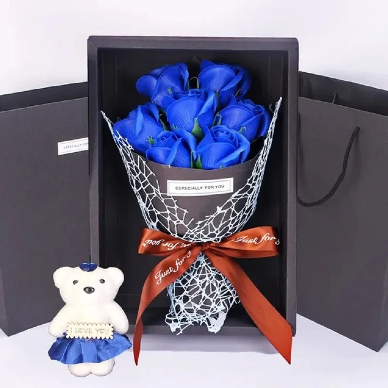 BlossomHug - Bouquet de fleurs avec doudou charmant