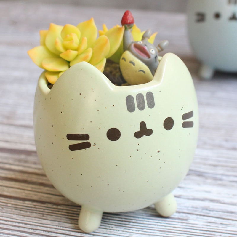 WhiskerBloom - Pot de fleurs ludique en forme de chat pour plantes grasses