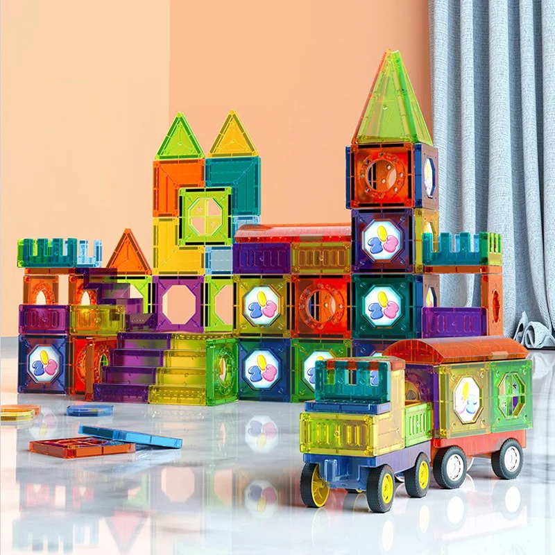 GlowTiles - Ensemble de construction lumineux magnétique – Kit de créativité STEM de 69 pièces pour enfants