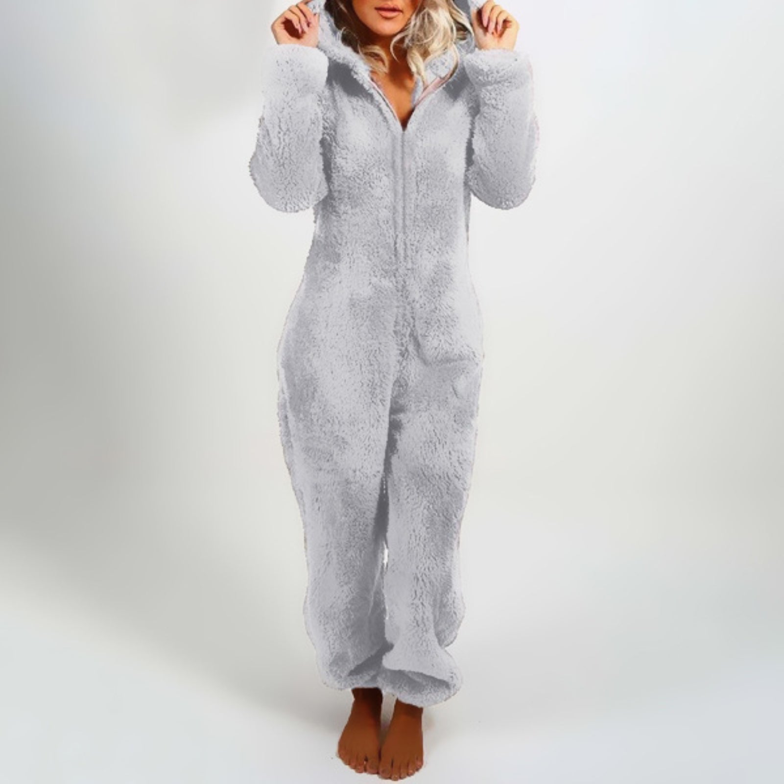 Hannah - Pyjama en polaire à manches longues et capuche chaud