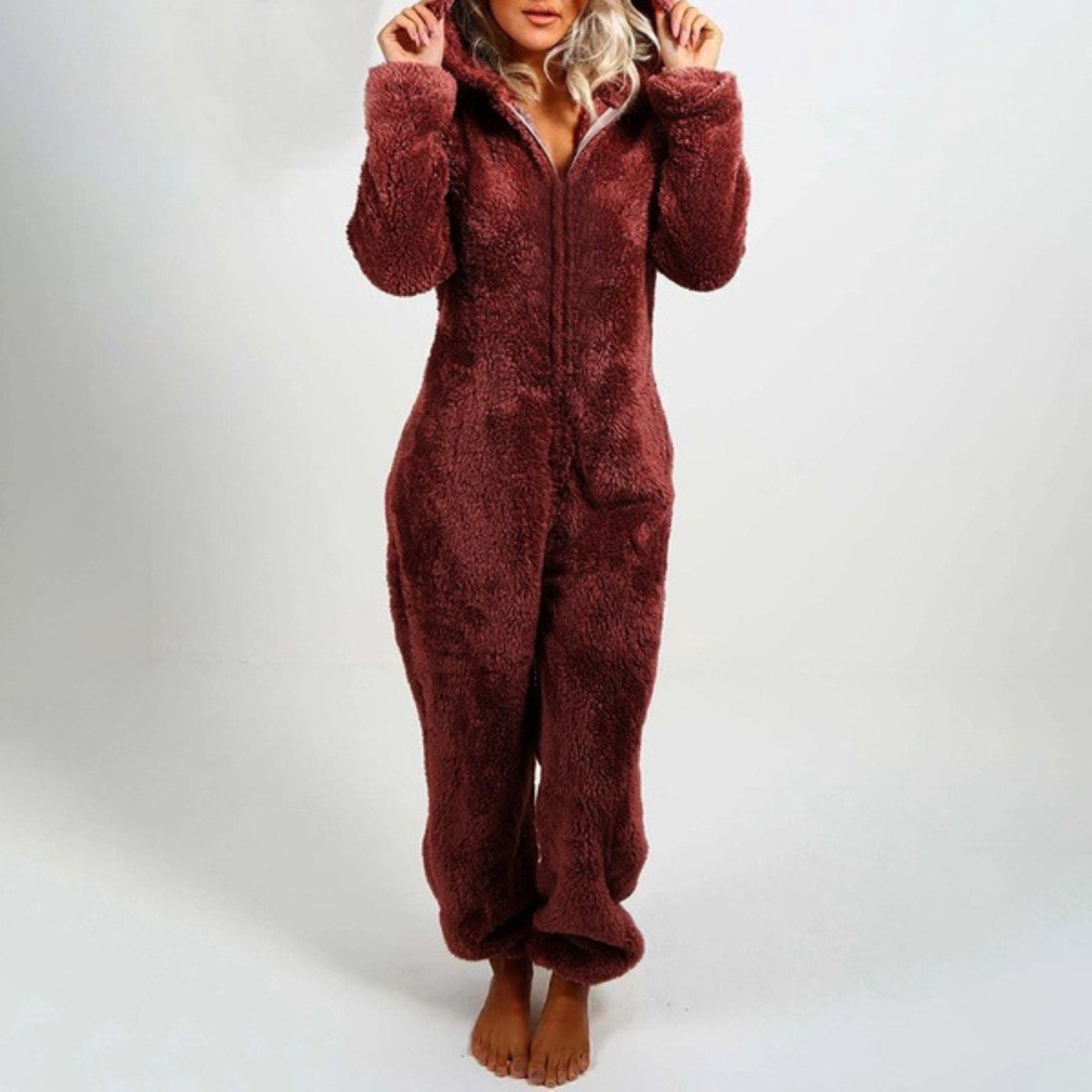 Hannah - Pyjama en polaire à manches longues et capuche chaud