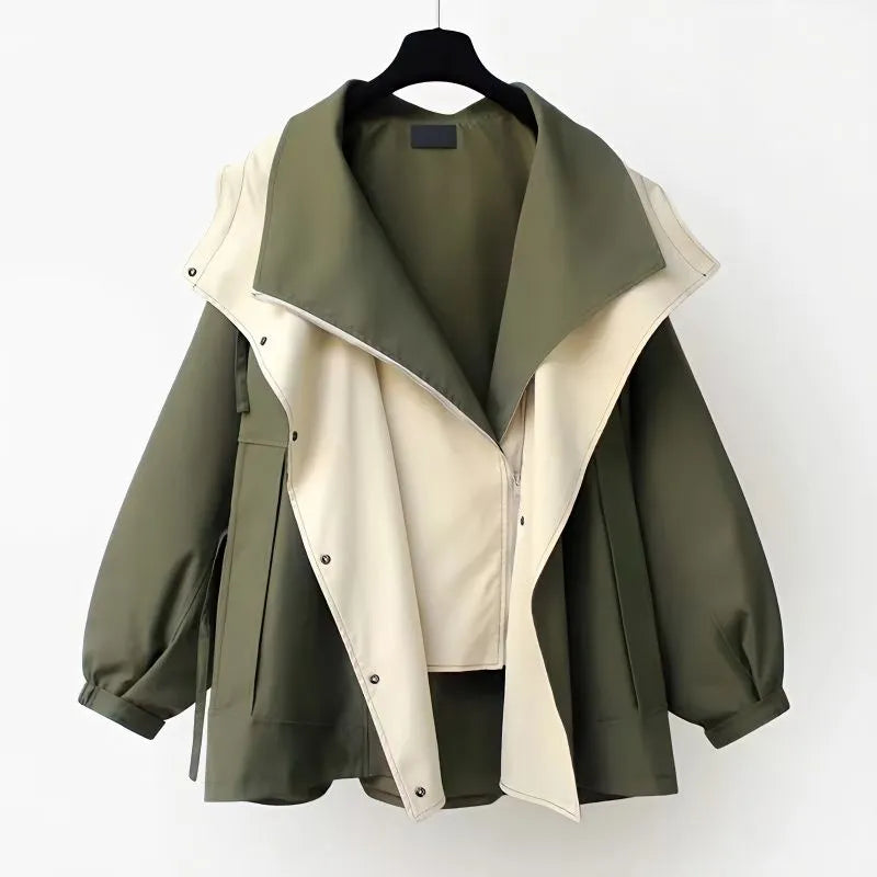 Monica - Veste à capuche asymétrique bicolore