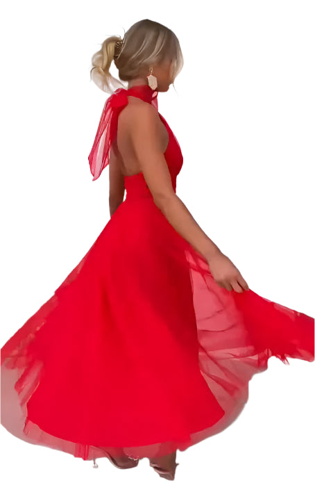 Precella - Élégante robe midi en tulle dos nu