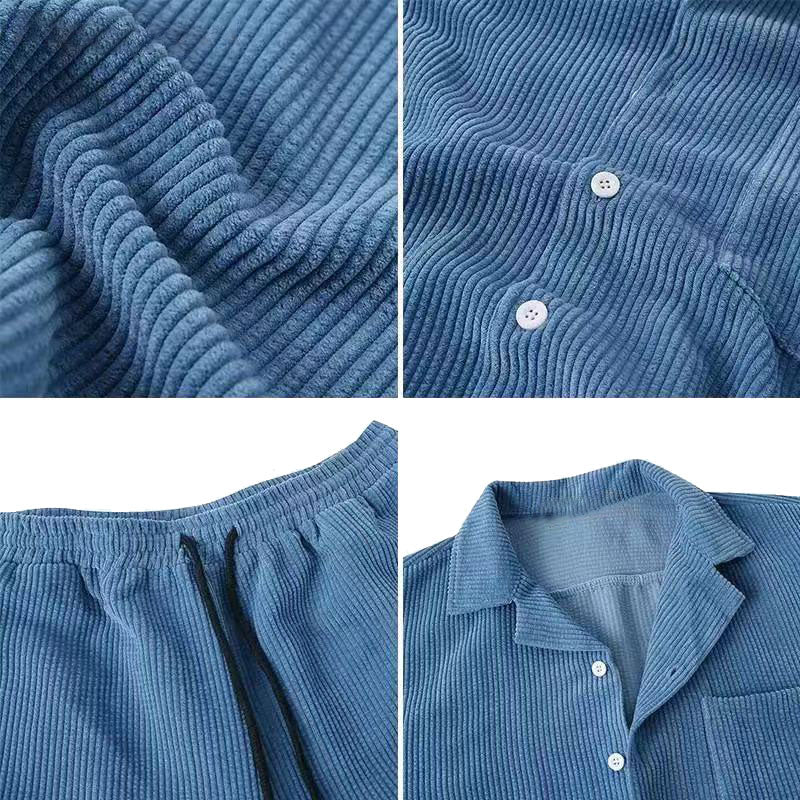 Caspar – Combinaison d'été à manches courtes pour hommes avec chemise et shorts à cordon