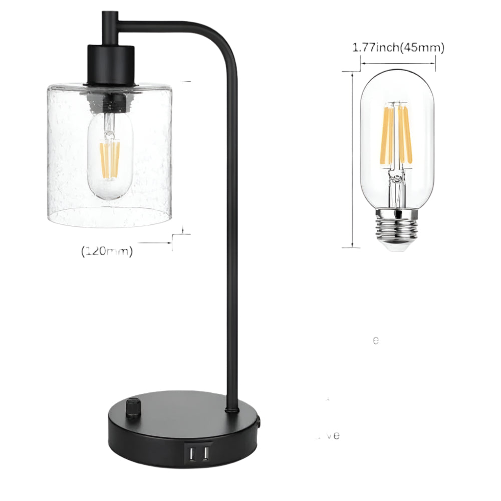 ClarityCharge Lampe de bureau LED – Lampe en verre moderne