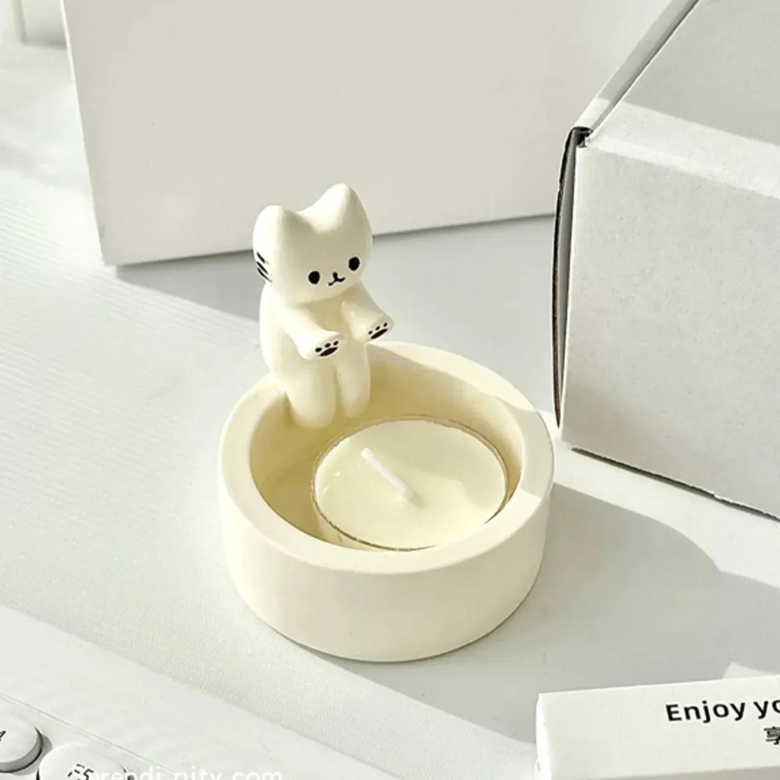 LumoPaws Bougeoir à Thé – Charmant Design de Chat pour Hygge et Ambiance