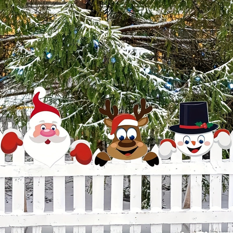 Ensemble de décorations de clôture de Noël en 3 pièces Festif