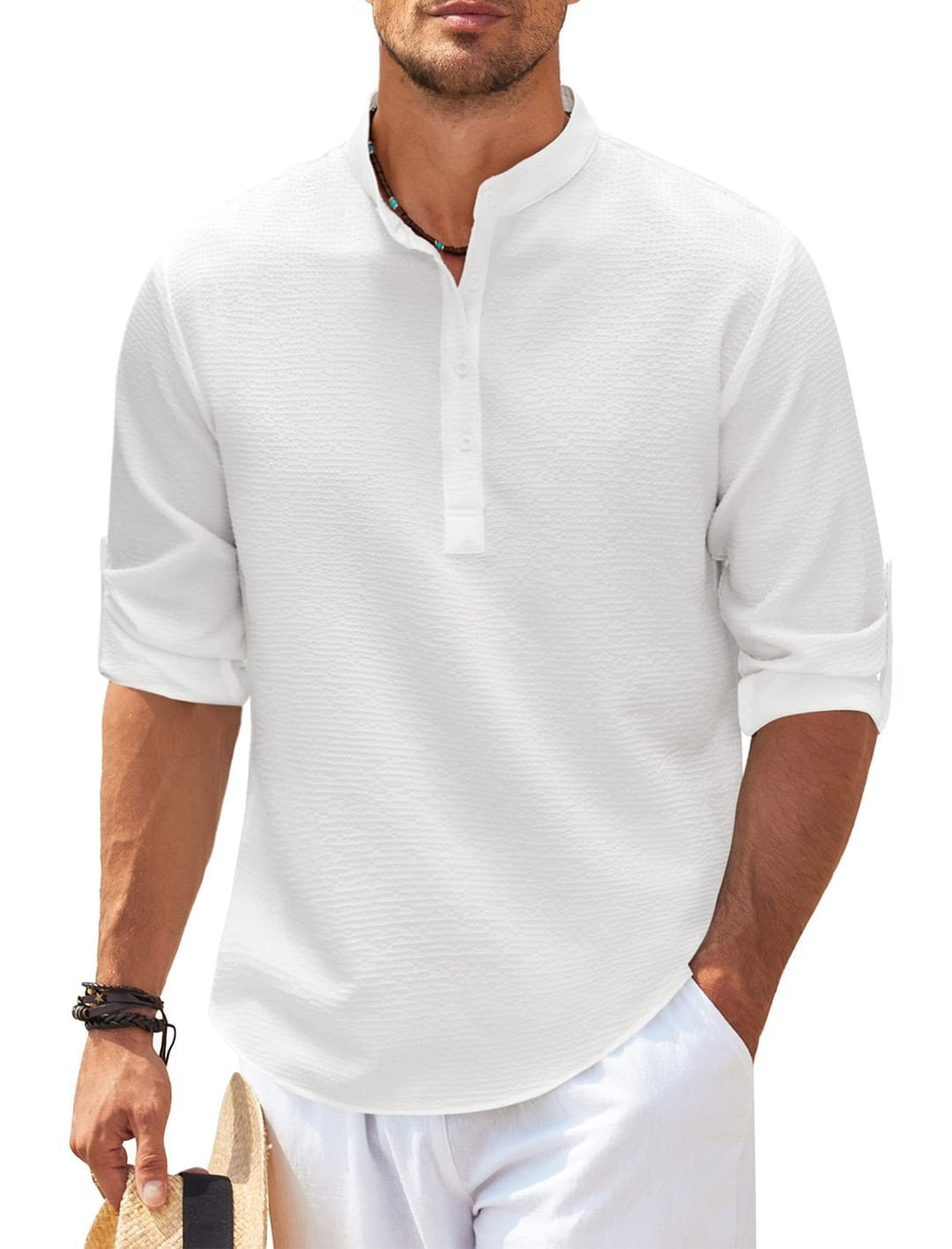 Michael - Chemise décontractée sans col - Chic d'été