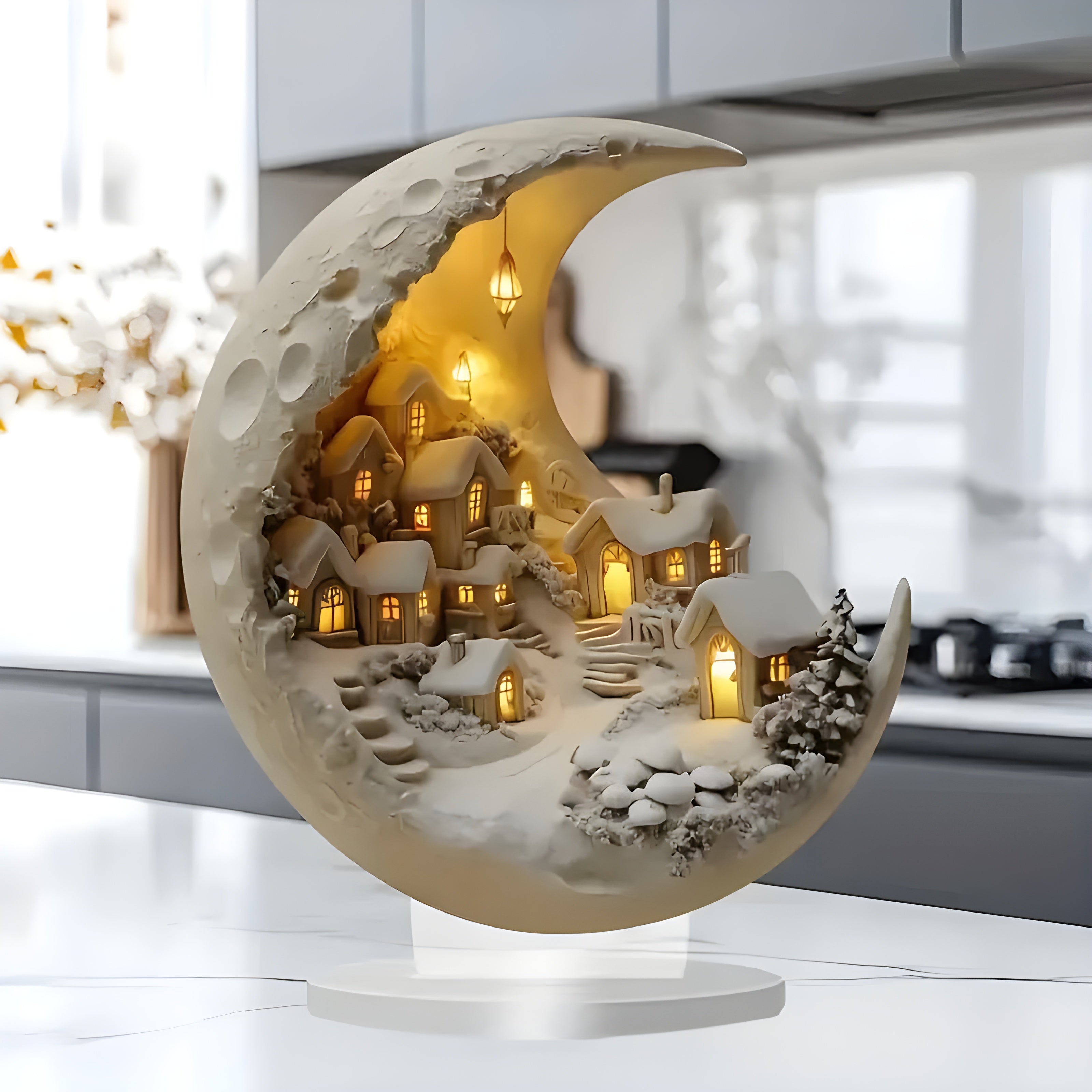 MoonlitHaven - Ville éclairée par la lune pour une décoration élégante