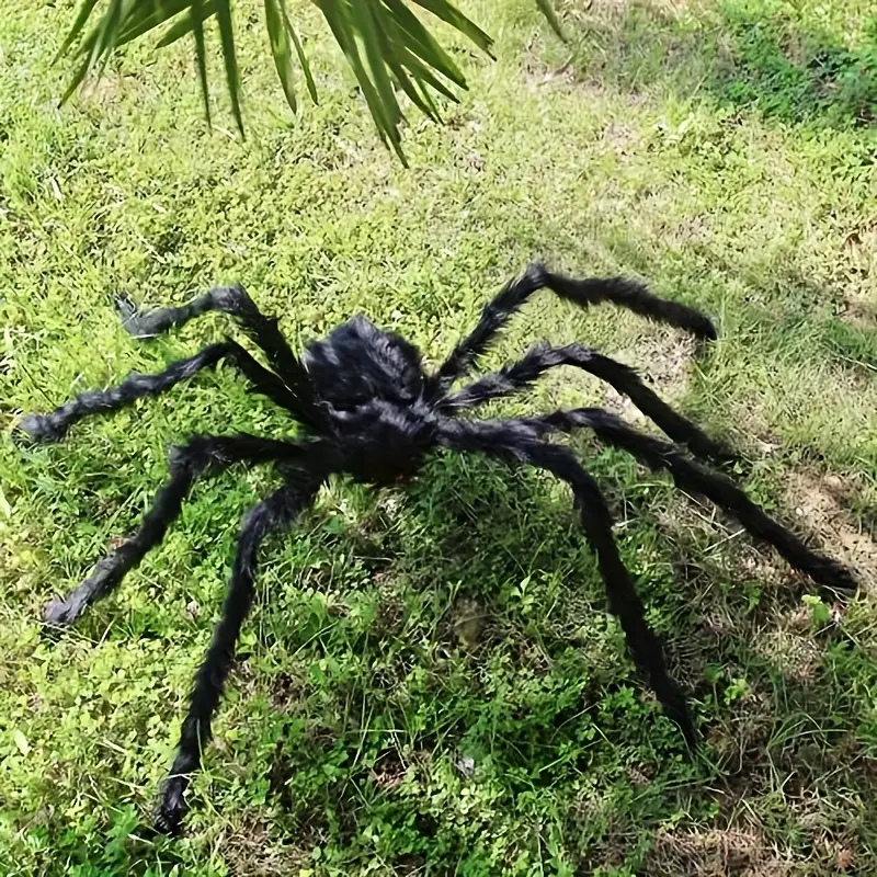 DarkCrawl Araignée géante de 150 cm – Décoration d'Halloween noire pour maison et jardin